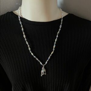 Sherman Signed Aurora Borealis Tassle Necklace Vintage